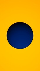 Blue Circle on Yellow Background - Minimalist Geometric Design Element
