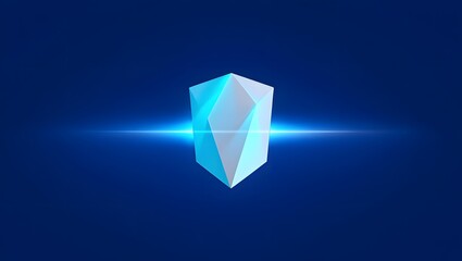 Abstract Turquoise Shield Icon with Light Rays - Futuristic Design Element