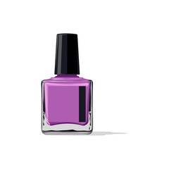 Glossy purple nail polish bottle in black and glass packaging, flat beauty cosmetic icon for fashion blogs, makeup tutorials, or salon branding on transparent background.