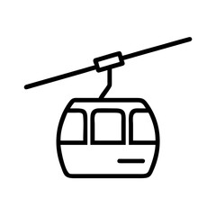 Cable car in the mountains, minimalistic outline, black and white colors, transportation concept