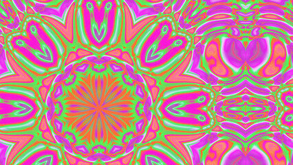 Abstract Radiant Burst with Soft Grain Texture, Symmetrical Glow Pattern in Psychedelic Style, Radiating Circular Abstract with Subtle Noise, Kaleidoscopic Starburst with Gradient Flow