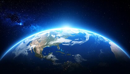 Obraz premium Earth from space, bright sunrise