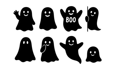 Cute ghost silhouettes set for halloween: fun and friendly designs
