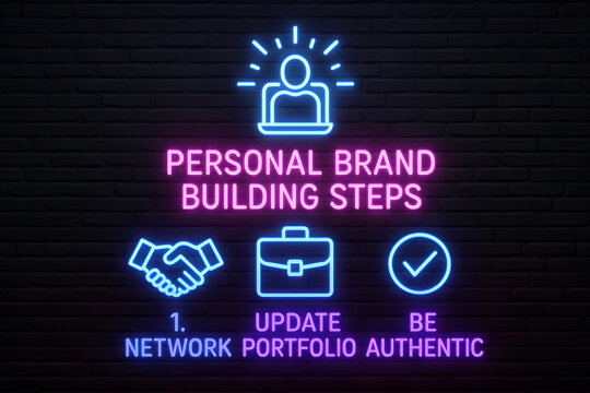 Neon Personal Branding Guide with Self-Promotion Strategies for Career Advancement