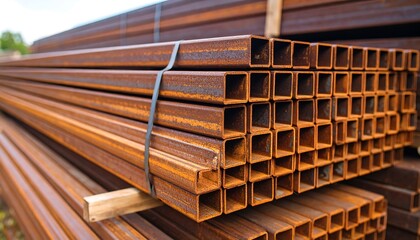 Stacked metal square tubes