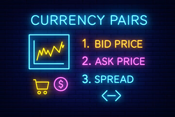 Neon Forex Infographic with Currency Trading Strategies for Financial Market Education
