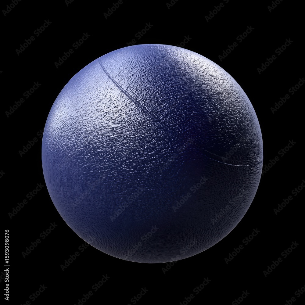 Poster textured blue sphere with soft surface and subtle light reflection against black background