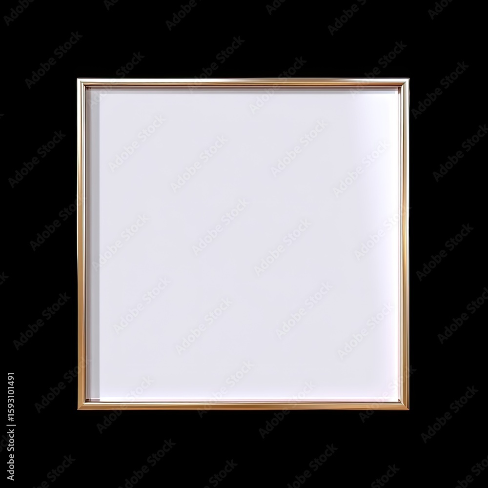 Poster empty square frame with elegant gold border isolated on black background ideal for artwork displays 