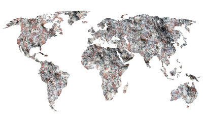 World map on grunge gray stone surface	
