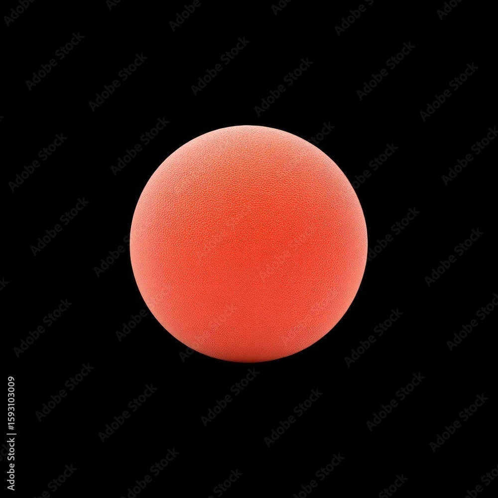 Poster abstract representation of a vibrant orange sphere with textured surface against a solid black backg