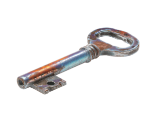 Unlocking hidden potential antique key close-up studio setting. Isolated on transparent background, png.