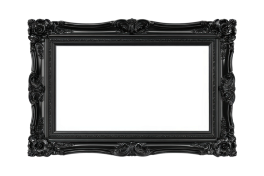 Artwork studio photograph in elegant black frame - modern design. Isolated on transparent background, png. - Powered by Adobe