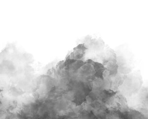 Abstract grayscale cloud formation with wispy ethereal textures against a stark white background