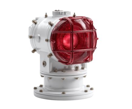 Safety first industrial emergency signal light installation guide. Isolated on transparent background, png.