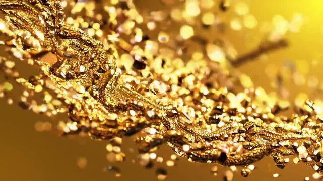 luxurious golden glitter and sparkle effect on bright yellow defocused background