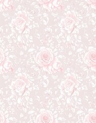 ロココ調ピンクフローラルパターンのビンテージ壁紙 Vintage Rococo Pink Floral Wallpaper Pattern