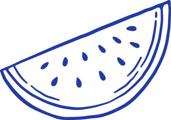 Hand draw watermelon slice vector illustration. Summer fruit in doodle style
