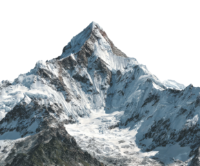 Snowy himalayan mountains aerial view digital art inspiration. Isolated on transparent background, png.