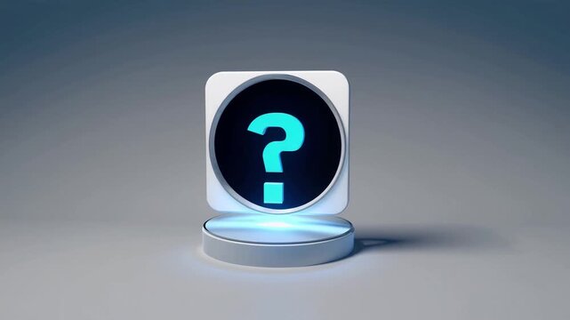 Digital notification icon featuring an inquiry symbol in three-dimensional format