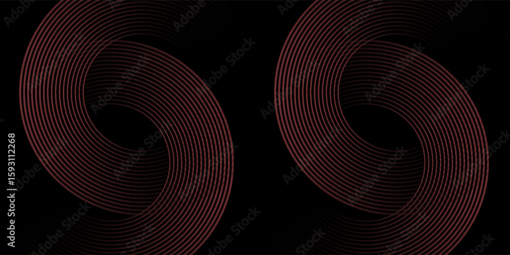 Poster abstract grey and red circle line vector on dark background. modern simple overlap circle lines text