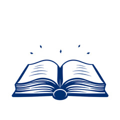 indigo open book icon, silhouette style, clear design, white background. Generative AI