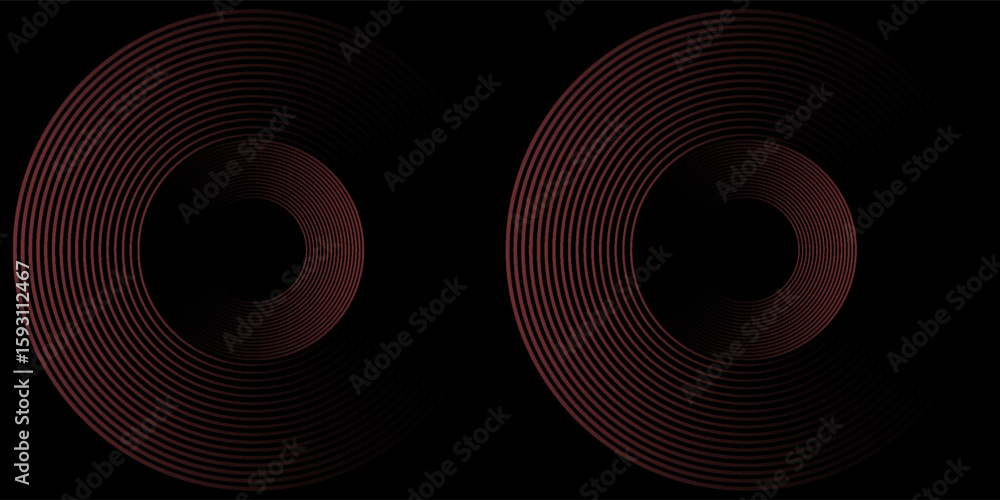 Poster abstract grey and red circle line vector on dark background. modern simple overlap circle lines text