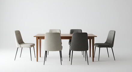 A complete dining table set with chair appears elegant against a white background, ideal for interior and furniture themes.