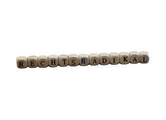 Rechtsradikal Holzbuchstaben freigestellt