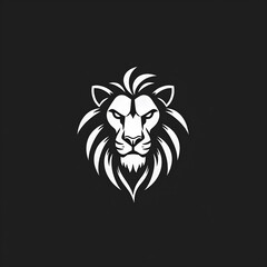 Fototapeta premium Lion head logo symbol, fast drawing on dark paper. very minimal. few lines. Generative AI