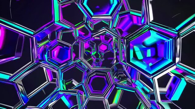 Futuristic Hexagonal Pattern Background in 3D Rendering
