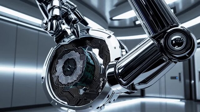 Advanced Robotic Arm Holding Cutting-Edge Super Computer Processor Chip