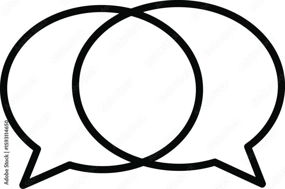 Poster Two Empty Intersecting Chat Bubbles Outline - AI Generative
