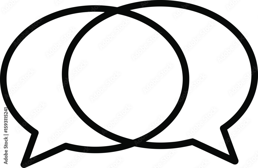Poster two empty overlapping speech bubbles outline - ai generative