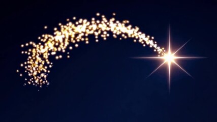 Animated Golden Christmas Shooting Star with Glowing Particle Trail - Powered by Adobe