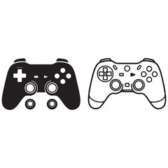 Gaming Controllers A Visual Symphony of Solid Black and Precise Outline Designs for Gamers Alike to Enjoy © icon ocean