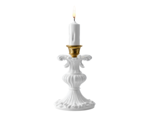 Elegant candle holder for romantic evenings home decor still life. Isolated on transparent background, png.