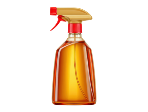 Home product photography spray bottle cleaning action close-up. Isolated on transparent background, png.