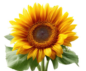 Fototapeta premium Vibrant sunflower bloom bright close-up floral photography. Isolated on transparent background, png.