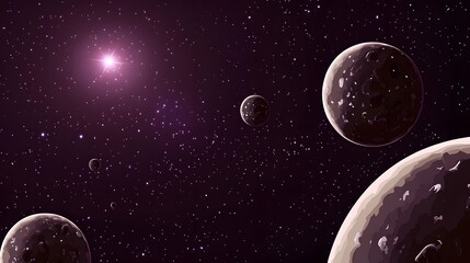 Fototapeta premium Cosmic Landscape Planets Stars Nebula Deep Space Exploration
