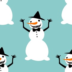 Christmas cartoon ice seamless creepy snowman pattern for wrapping paper and fabrics