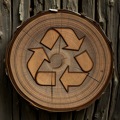 Fototapeta premium recycle symbol of wood. Generative AI
