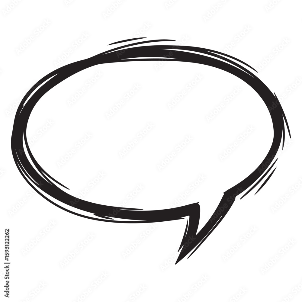 Poster hand drawn speech bubble with textured lines an expressive communication element for design and crea