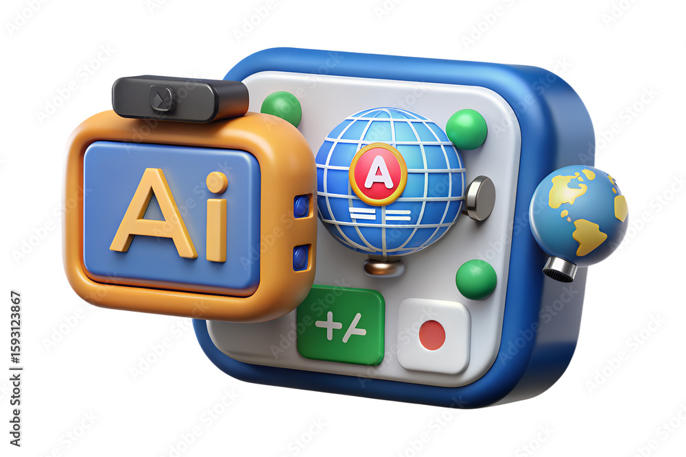 Poster ai technology artificial intelligence illustration creative design digital art rendering globe icon 