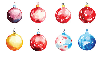 Watercolor Christmas Bauble Ornament Element Set