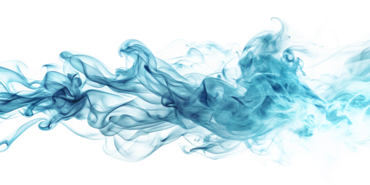 Flowing blue smoke creates ethereal, abstract patterns against a transparent background - Powered by Adobe