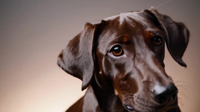 Close-Up Portrait of Purebred Brown Kurzhaar Drathaar Dog Showcasing Breed Beauty and Pet Companionship