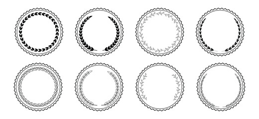 Laurel Wreath Badge Collection Featuring Circular Outline Frames for Certificate Decoration Stamp Icon Border and Award Use