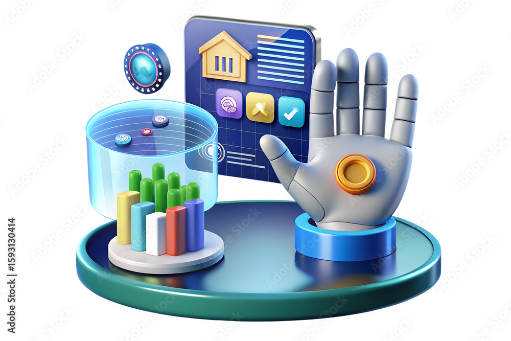 Poster artificial intelligence ai technology digital transformation and automation concept render design on