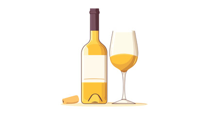 Elegant white wine bottle and glass