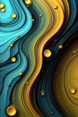 Abstract art blue and gold fluid painting modern design wallpaper background image